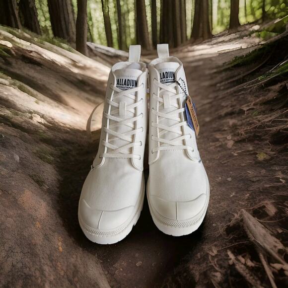 Palladium Pallabase Twill Star White boots Army Boots Sz 11 Womens New With Box - Picture 5 of 9